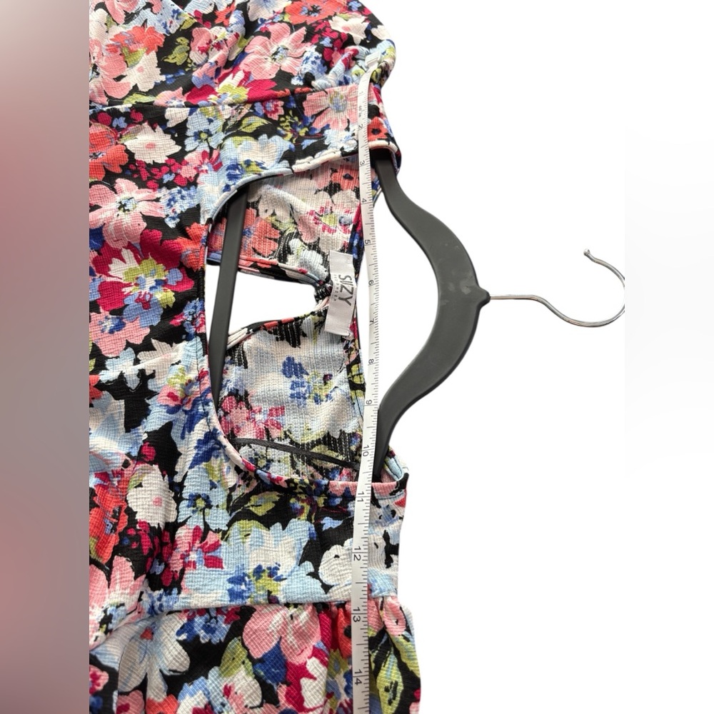 Suzy Shier Floral Fit & Flare Dress Open Back Cottagecore S Feminine Red Pink - Picture 6 of 12